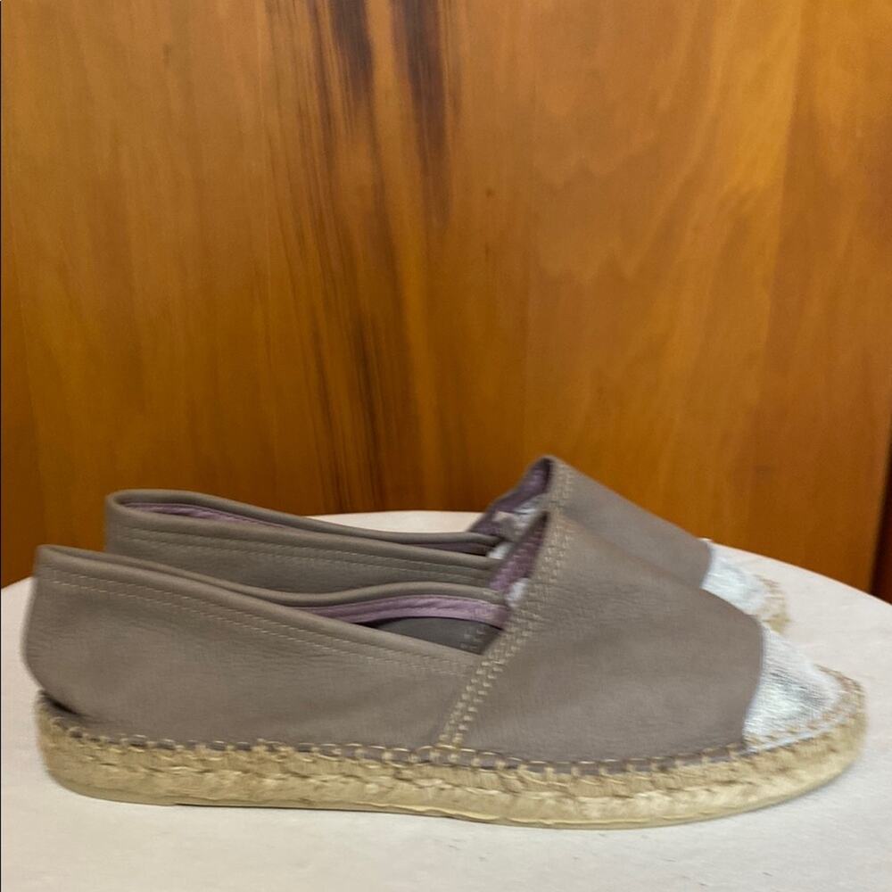 NWOT Atelier Alienor Handmade French Eco Leather Silver Louise Espadrilles Boho